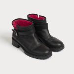 Leather biker boots