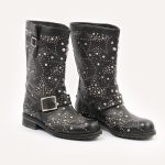 Leather biker boots