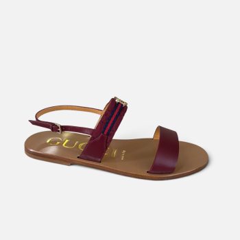 Interlocking G Web Stripe Bordeaux Sandals