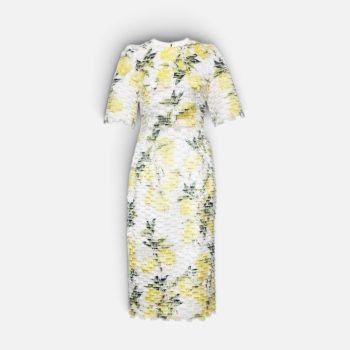 Lemon Print Fringe Midi Dress